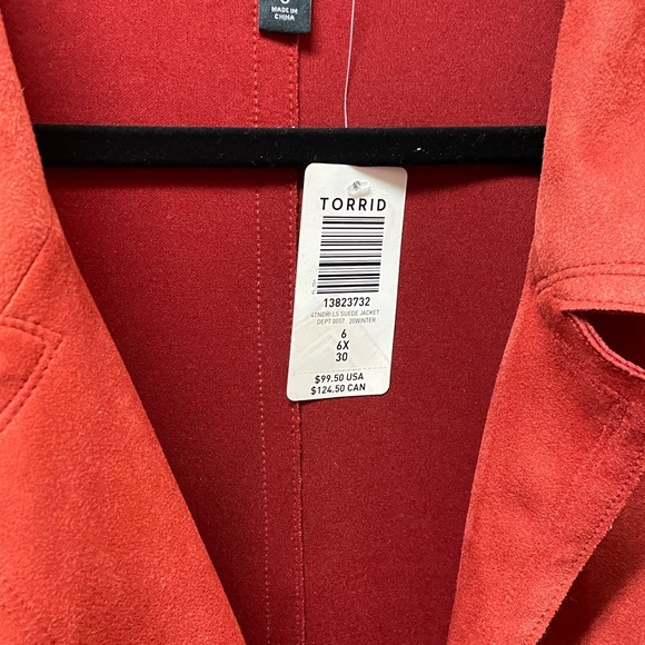 NWT Torrid size 6x (30W) Orange Faux Suede Coat - Picture 4 of 6
